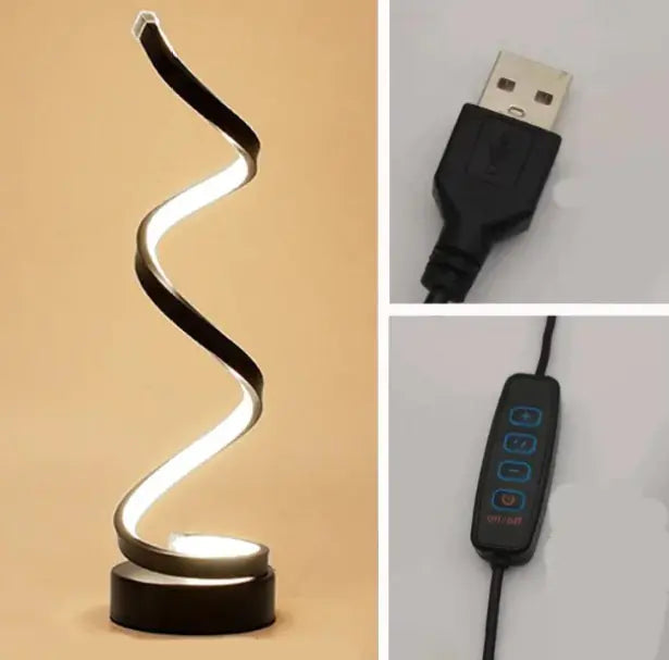 Lámpara de mesa en espiral